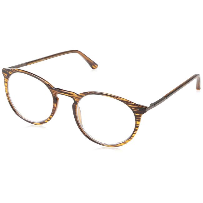 Foster Grant McKay Multifocus Round Reading Glasses, Brown/Transparent, 48 mm + 2