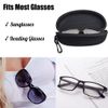 2-Pack Sunglasses Hard Case Eye Glasses Black Clam Shell Zipper With Hook