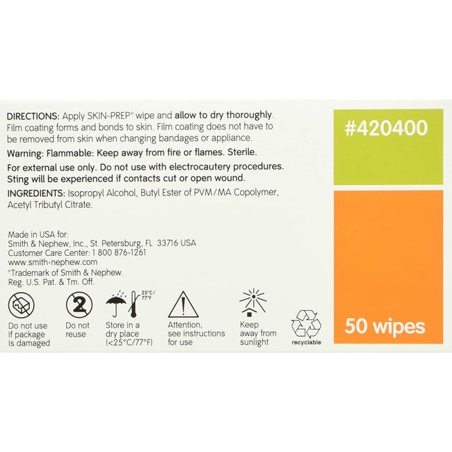 Smith & Nephew SKIN-PREP Protective Wipes Alcohol Prep Pads 50 Count