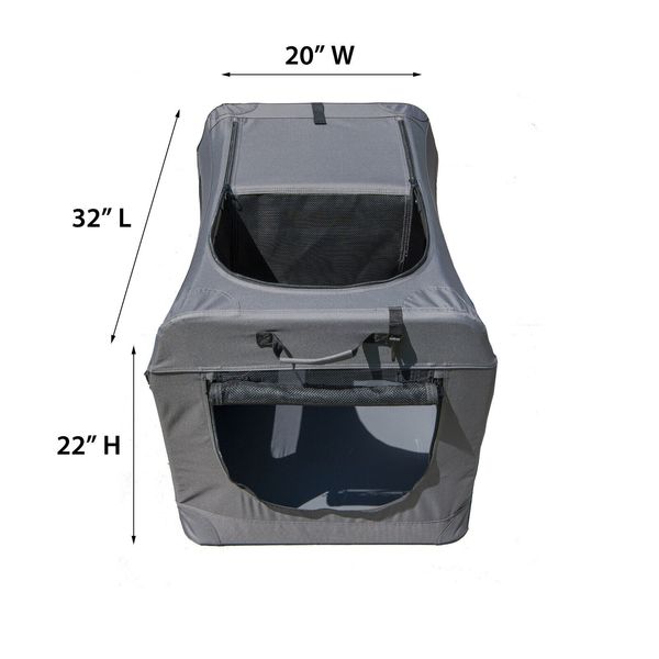 Large Grey Soft Sided Portable Dog Crate Lightweight Travel Collapsible