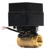 Motorized Ball Valve, 9-36V AC/DC, 2 Wire Auto Return Setup, Normally Open, 2 Indicator Lights (Brass, 1/2)