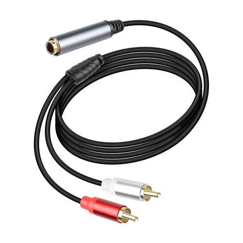 YANBORONSN 6.35mm to 2 RCA Splitter Cable,1/4 Inch Female to 2 RCA Male Audio Y Splitter Cable for TVs,Microphones, Amplifiers (1.8M/6FT)