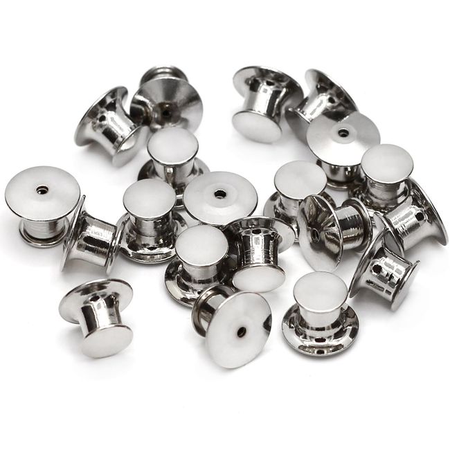 Betoplin 30 Pieces Pin Backs Locking, Metal Pin Backings Pin Keepers Clasp for Brooches, Silver