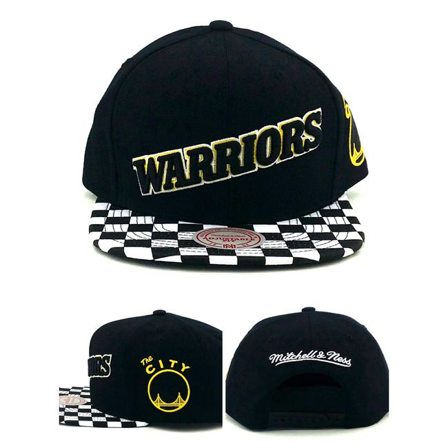 Mitchell & Ness Golden State Warriors New Checker Black Era Snapback Hat Cap