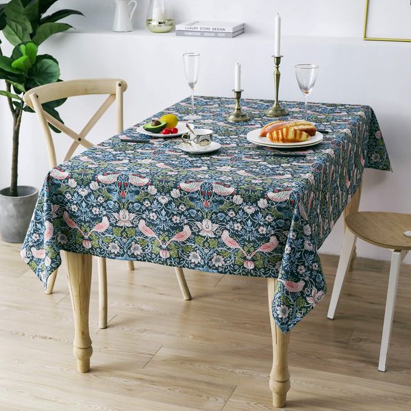 Obal William Morris Tablecloth Original Design Tablecloth Water Resistant Rectangular Table cloth Kitchen Dinning Decoration Table Cover Washable, 180cm x 140cm (Strawberry Thief)