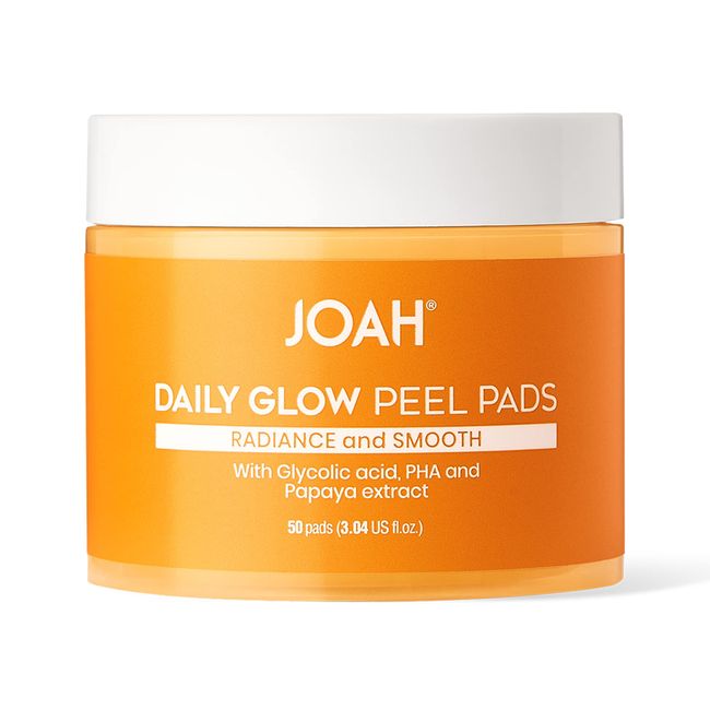 JOAH Daily Glow Peel Pads with Glycolic Acid, PHA and Papaya Extract, 50 Count