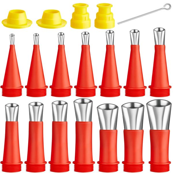 19 Pcs Caulking Finisher Kit Include 14 Pcs Reusable Stainless Steel Caulking Nozzle Applicators with 4 Connection Bases Replacement and 1 Glue Needle for Bathroom Kitchen Doors Windows Sink Joint