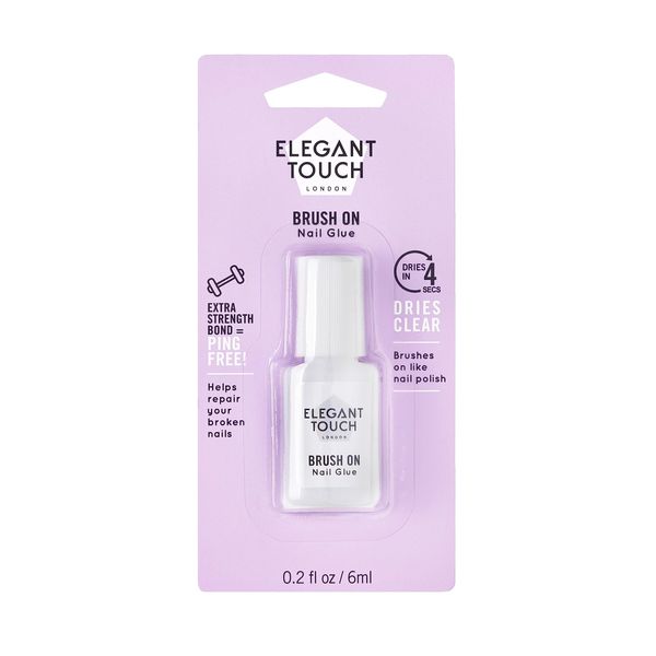 Elegant Touch Brush On Nail Glue Clear 6ml (Packaging may vary)