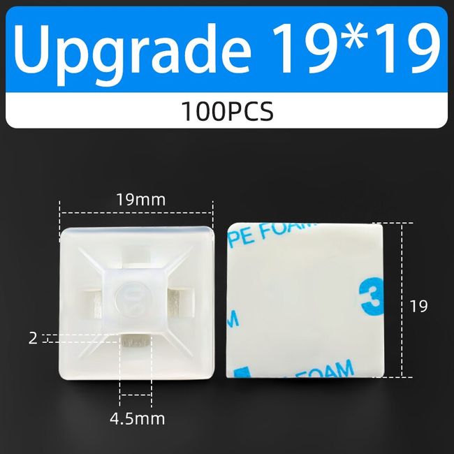 100 PCS Adhesive Cable Clips (Large, White&Black), Upgraded Wall