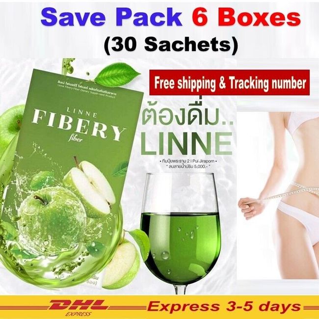 6x Green Apple Linne Fibery Fiber delicious Detox Drink Cleanser Colon Health