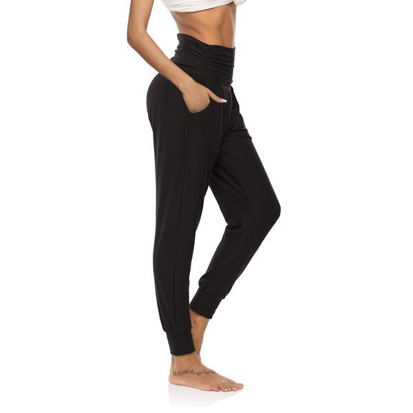 DIBAOLONG Womens Yoga Sweatpants Loose Workout Joggers Pants Comfy Lounge Pants with Pockets Black M