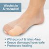 ZenToes 6 Pack Gel Toe Cap and Protector - Cushions and Protects to Provide Relief from Missing or Ingrown Toenails, Corns, Blisters, Hammer Toes (Large, Beige)