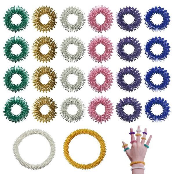 GUTERTOP 26 Stück Anti Stress Ring, Massageringe für Finger und Handgelenk, Arthroroller Finger für Kinder, Erwachsene, Hoher Arbeitsdruck