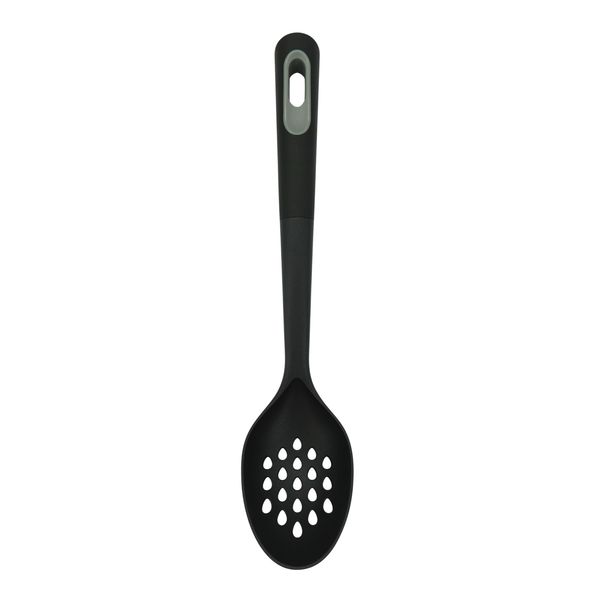 Fackelmann PRO Slotted Spoon, Multi Functional Serving Spoon, Cooking Spoon, PBT Function Head, Soft Touch Handle, 35x7x6cm, Black & Grey