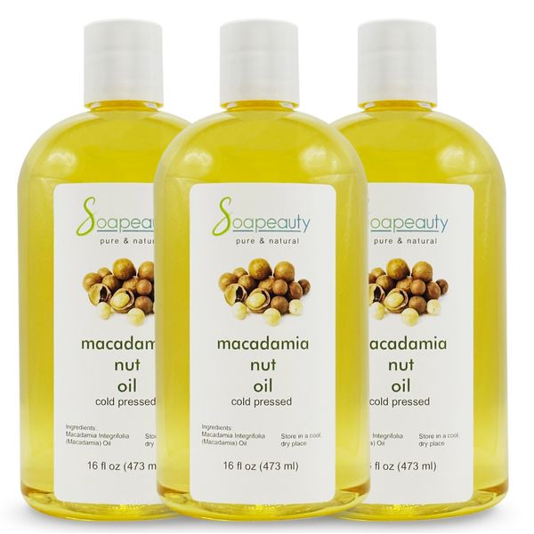 MACADAMIA NUT OIL COLD PRESSED PURE NATURAL 48 OZ (3 X 16)