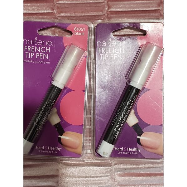 2x- Nailene French Tip Pen 61051 Black Mistake Proof Pen Hard And Healthy