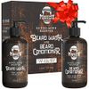 Beard Wash and Conditioner with Oil for Men, Anti Beard Dandruff Moisturizer, Beard Softener and Strengthener, Beard Care Set for Growth with Argan and Jojoba - Sandalwood Scented Combo, 17oz