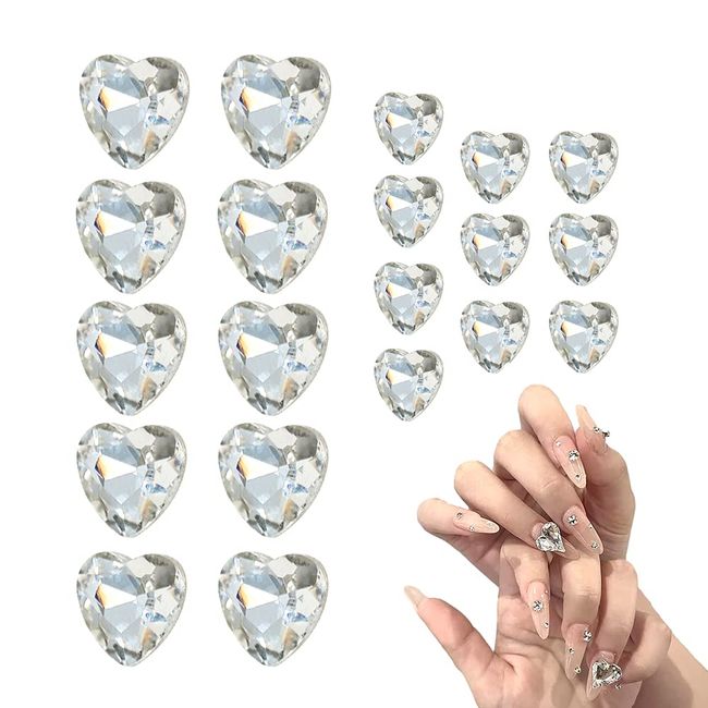 Nail art jewelry DIY with transparent cute heart-shaped diamonds for decorating nails and using clothes (peach heart)