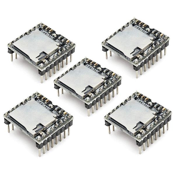 Aideepen 5pcs Mini MP3 Player DFPlayer Audio Module, MP3 WAV WMA Integrated Decoder, Support TF Micro SD Card U Disk Support Voice Music Processor Module