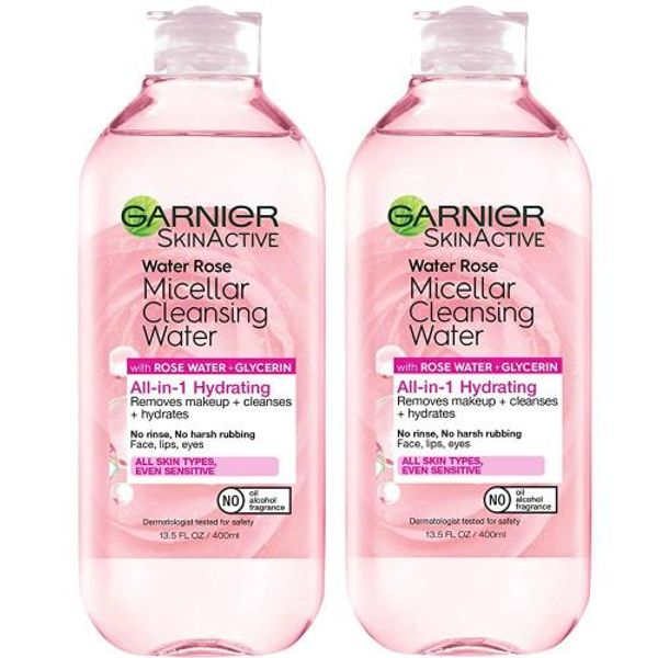 Garnier SkinActive Micellar Water Facial Cleanser and Makeup Remover with Rose Water and Glycerin All-in-One Hydrating 400ml 135 fl oz Pack of 1 Packaging may vary