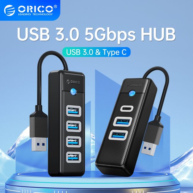 Fast 4-Port USB 3.0 Hub Splitter - USB Extender 4 Port USB Ultra Slim Data  Hub
