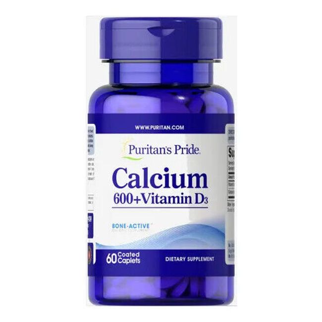 Puritan's Pride Calcium Carbonate 600 mg + Vitamin D 250 IU - 60 Caplets