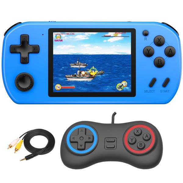 Great Boy Handheld Games for Kids Aldults with 270 Classic Retro Video Game 3.0'' Color Screen TV Output Rechargeable Arcade Gaming Player,Support 2 Players Gamepad Birthday Xmas Gift（Blue）