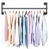 4-Base Adjustable Wall Clothes Rod Gament Rack Rustic Pipe Hanging Bar fr Closet