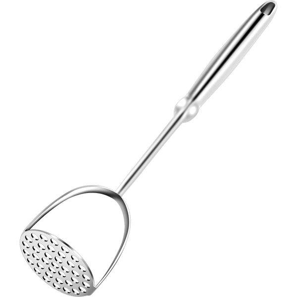 Potato Masher,Stainless Steel Mashed Potatoes Masher with Long Handle for Beans,Avocado,Fruit,Vegetables.One Piece Construction Heavy Duty Masher Kitchen Tool