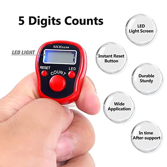 Digital Finger Counter With LED Light, Resettable Timer, And Lap