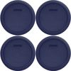 Pyrex Bundle - 4 Items: 7201-PC 4-Cup Blue Round Plastic Lids