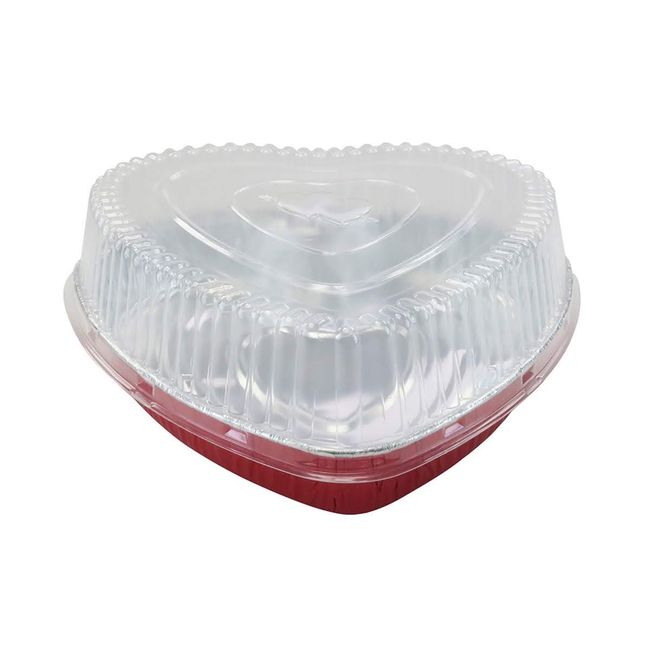 Disposable Aluminum Heart Shaped Baking/Cake Pan with Clear Plastic Lid #339P (5)