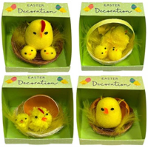 1x Random Colour Nest with Easter Chicks