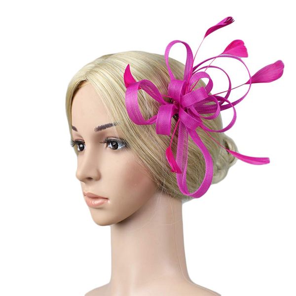 Women Ladies Flower Feather Fascinators with Headband Clip Wedding Bridal Flower Feather Fascinator Hair Clip Pillbox Hat Flower Derby Hat Wedding Fascinator Bride Headwear Hair Accessories