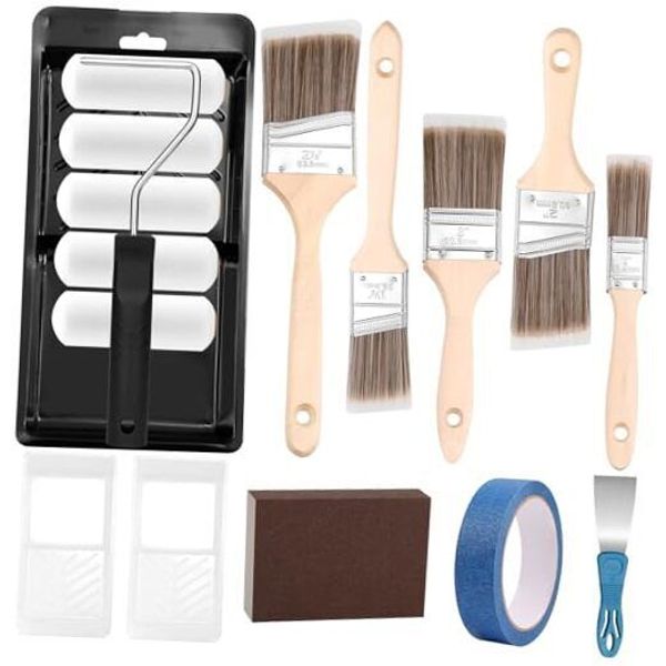 Paint Roller Brush Kit for Walls, Painting Supplies Includes Paint Rollers