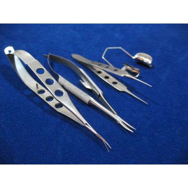 4 PC O.R GRADE EYE MICRO MINOR SURGERY OPHTHALMIC KIT FORCEPS SCISSORS SPECULUM