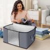 6 Pack Clothes Storage, Foldable Thick Fabric Blanket Storage Bags, Grey