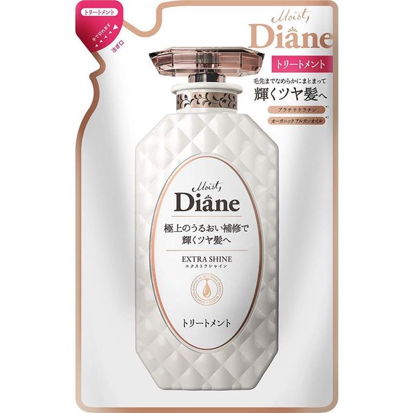 Moist Diane Extra Shine Treatment Refill 330ml - Organic Argan Oil & Platinum Keratin (Green Tea Set)