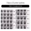 Individual Lashes 72 Cluster Lashes 3D False Eyelashes Natural Look D Curl Reusable Fluffy Individual Cluster Lashes Soft Eyelashes DIY Cluster Eyelash Extensions Mix 10-16MM-DM17