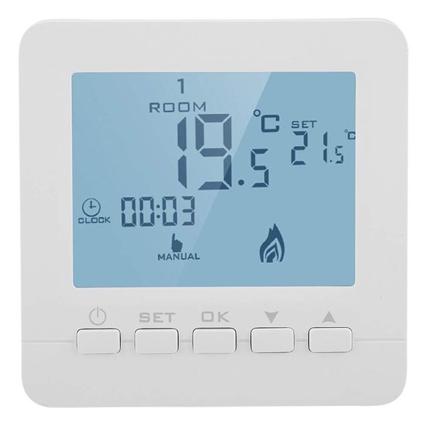 Fdit Digital LCD Display Programmierbarer, 5A Smart Thermostat Wireless Digital LCD Display Programmierbarer Temperaturregler