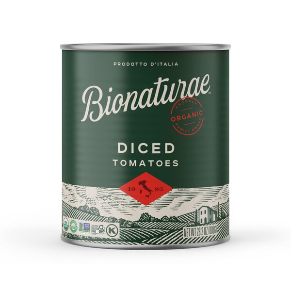 Bionaturae Organic Diced Tomatoes - Diced Tomatoes Can, Diced Tomatoes Organic No Salt, Keto Friendly, Non-GMO, No Added Sugar, No Added Salt, Made in Italy - 28.2 Oz, 12 Pack