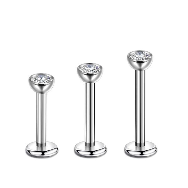 Candyfancy 20/18/16G 3PCS Titanium Threadless Nose Studs – Push-in Nose Piercing with Clear CZ (6/8/9/10/12mm)