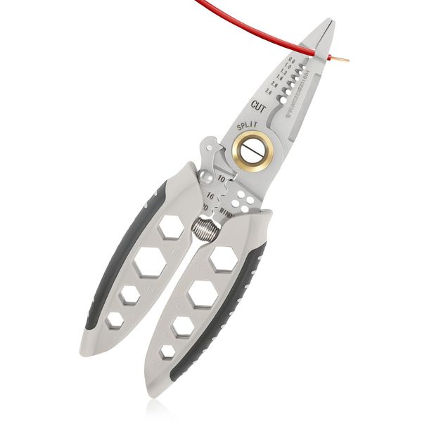 Wire Stripper Cutter, 7 Inches Multi-Purpose Portable Wire Stripping Tool, Long Nose Wire Stripper Pressure Adjust Cable Cutters Electrical Wire Cutter for Electricians Stripping Cutting