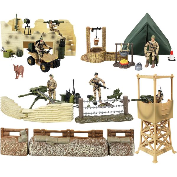 Click N' Play Military Checkpoint 60 Piece Play Set with Accessories.