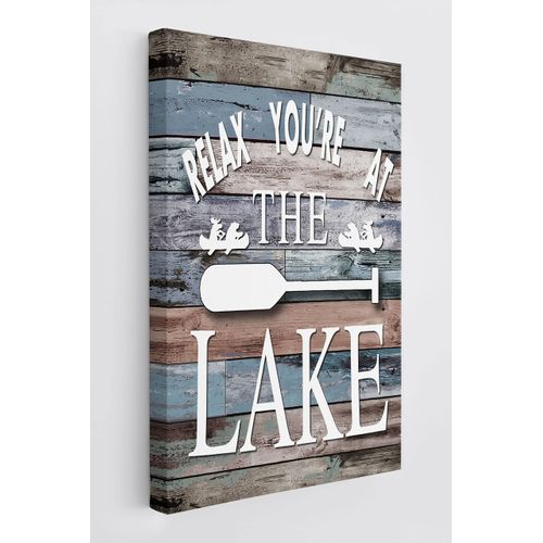 BXFAHZJ Relax, Wood Grain Wall Art Canvas, Farmhouse Lake Theme, 11x14 Inch, Prints, Lake House Porch Sign Decor For Home & Gifts