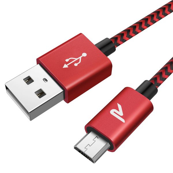 Micro USB Cable, Rampow Micro USB Cable (2M/Red) QC3.0 Rapid Charging Cable, High Speed Data Transfer, Supports PS4 Controller, Supports Many Android Smartphones, Android Charging Cable, USB Cable