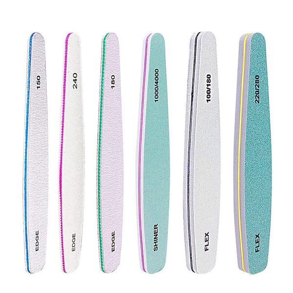 LIKENNY Sponge Nail File, Gel Nail File, Double Sided Type, Nail Polish Cuticle, Set of 6, 5.9 ft (150, 180, 240, 100, 180, 200, 280, 1000, 4000)