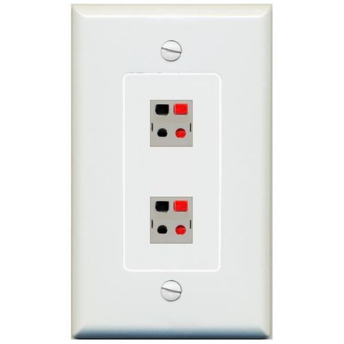 RiteAV 2 Port Speaker Jack Coupler Female-Female Decorative Wall Plate [Gray]
