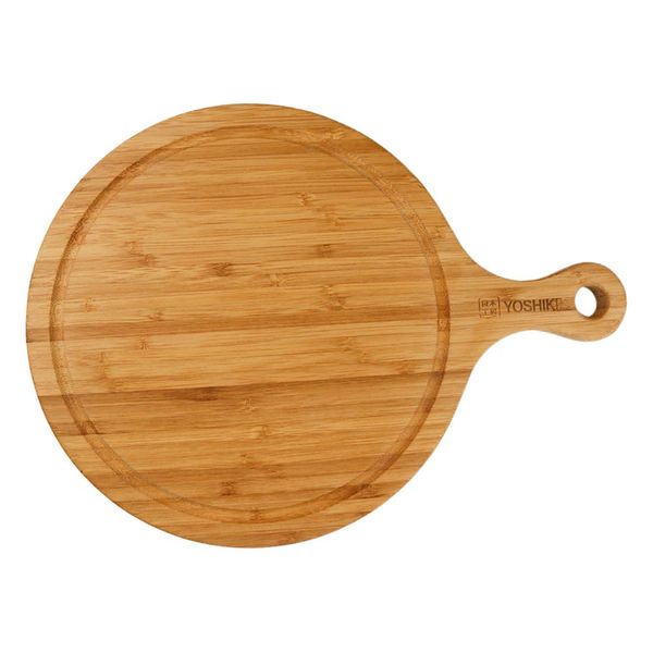 YOSHIKI YK-BCB1 Bamboo Cutting Board, Pizza Cutting Board, Round Pizza Board, Pizza Plate, Bread Stand, Natural Pizza Plate