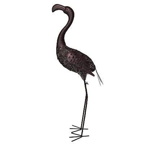 Bronze Flamingo Statue Wildlife Outdoor Garden Flamingoes Lantern with Solar